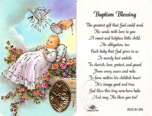 Holy Card - Laminated with Medal Baptism Blessing