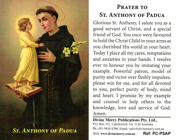 Prayer Card - St Anthony of Padua Prayer (DM)