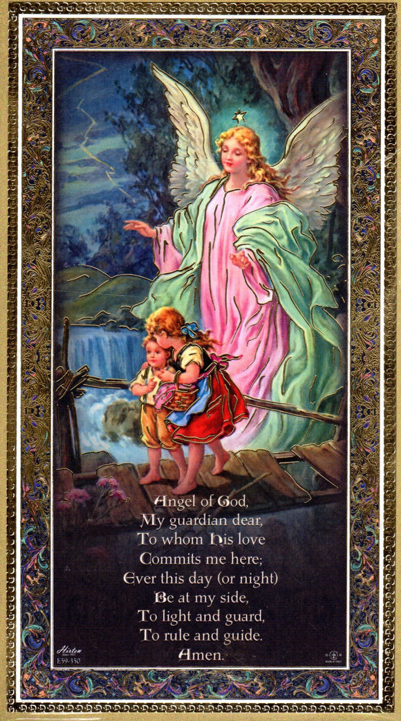 Plaque - Guardian Angel with Prayer 250x125mm