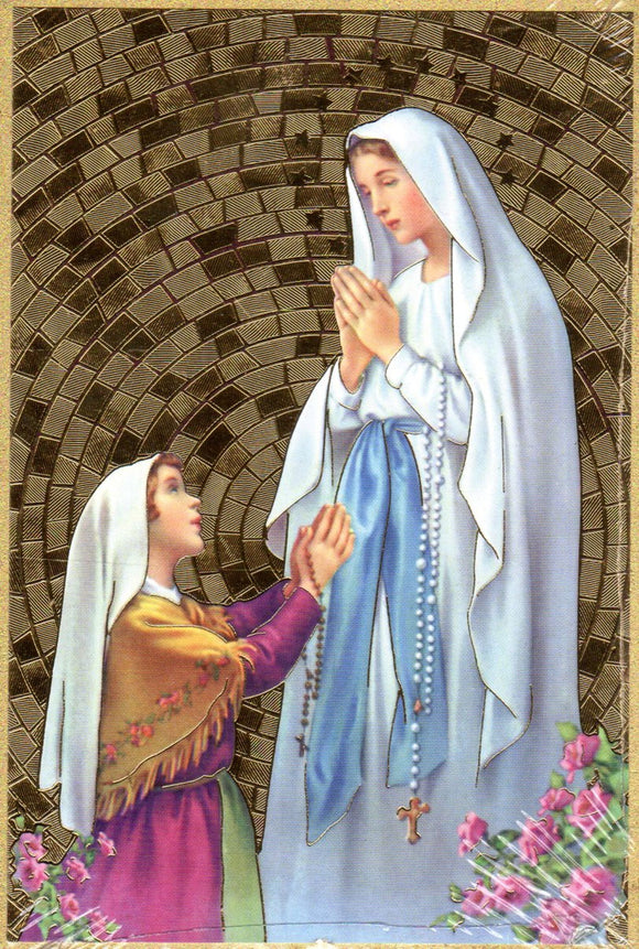 Plaque - Our Lady of Lourdes Gold 10x15cm