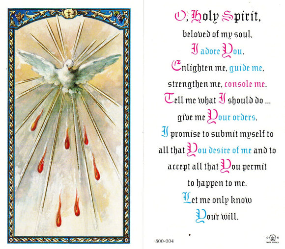 Holy Card - Dove Prayer to the Holy Spirit