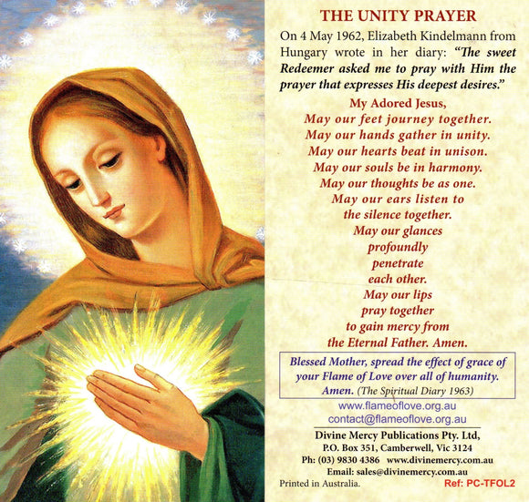 Prayer Card - The Flame of Love Unity Prayer