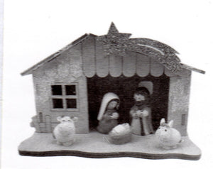 Nativity - All in One with Wood Stable for Children