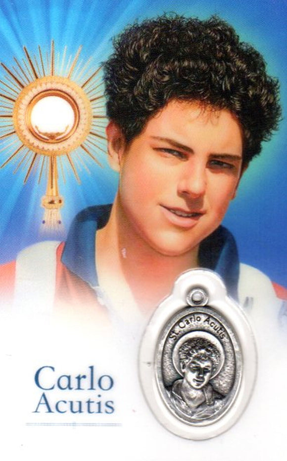 Holy Card - Laminated with high Quality Medal Carlo Acutis