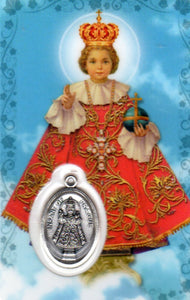 Holy Card - Laminated with High Quality Medal Infant of Prague