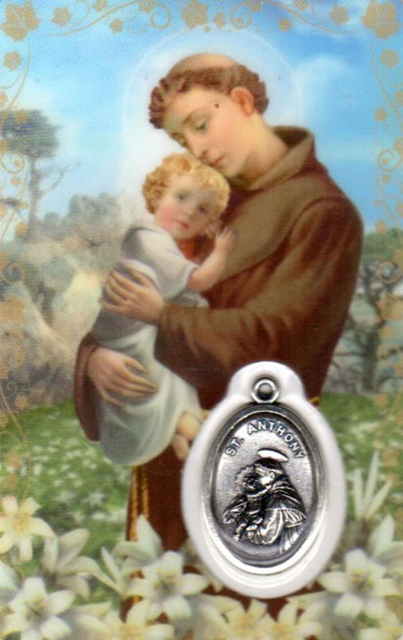 Holy Card - Laminated with High Quality Medal St Anthony