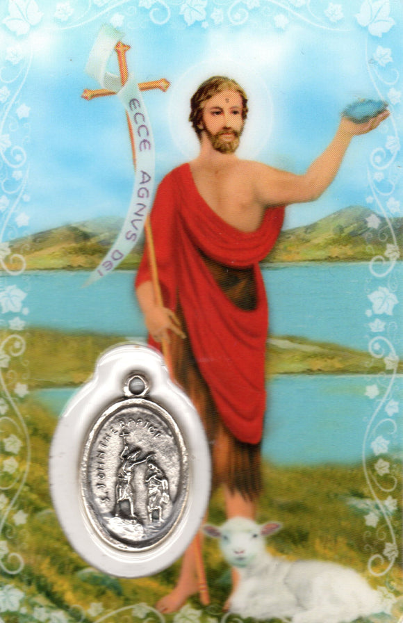 Holy Card - Laminated with High Quality Medal St John the Baptist