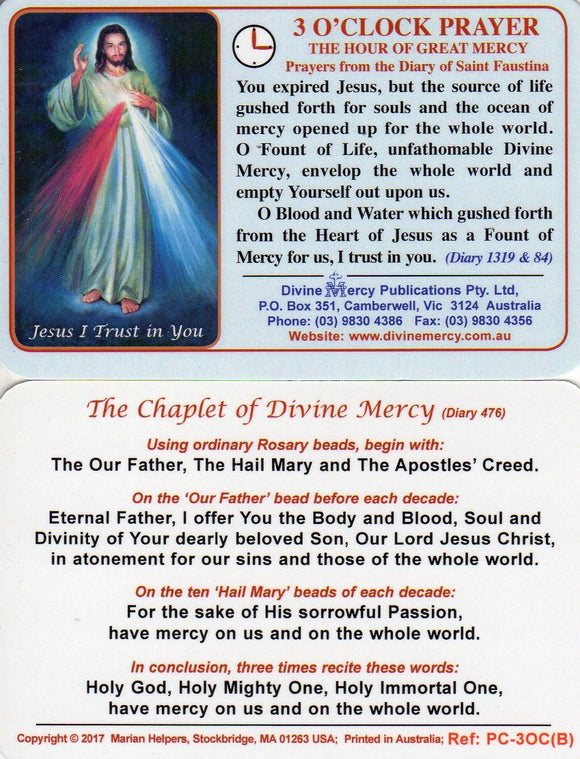 3 O'Clock Prayer (The Hour of Great Mercy) Card