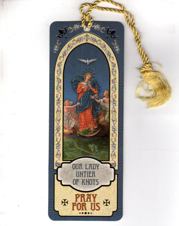 Bookmark - Our Lady Untier of Knots Pray for Us Laminated-Blue