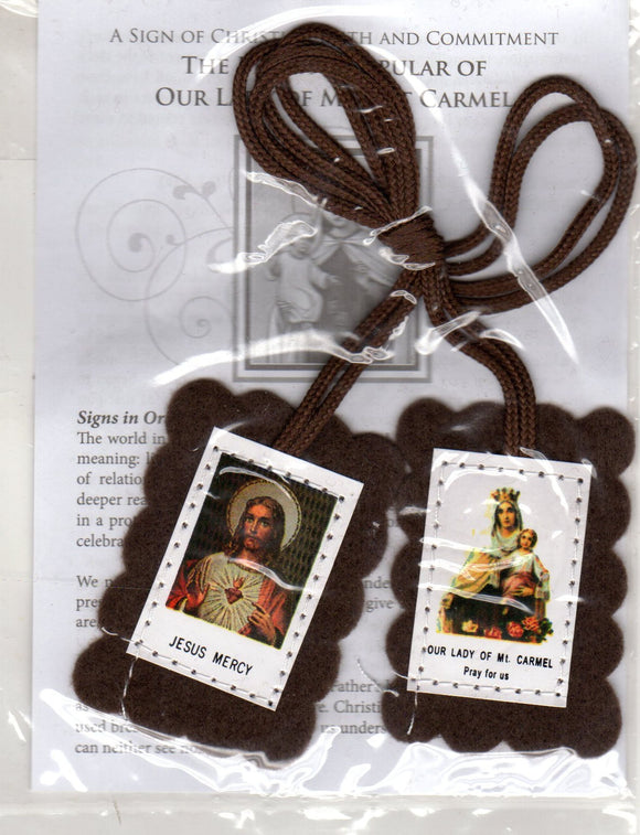 Brown Scapular - Our Lady of Mt Carmel Small/Pamphlet