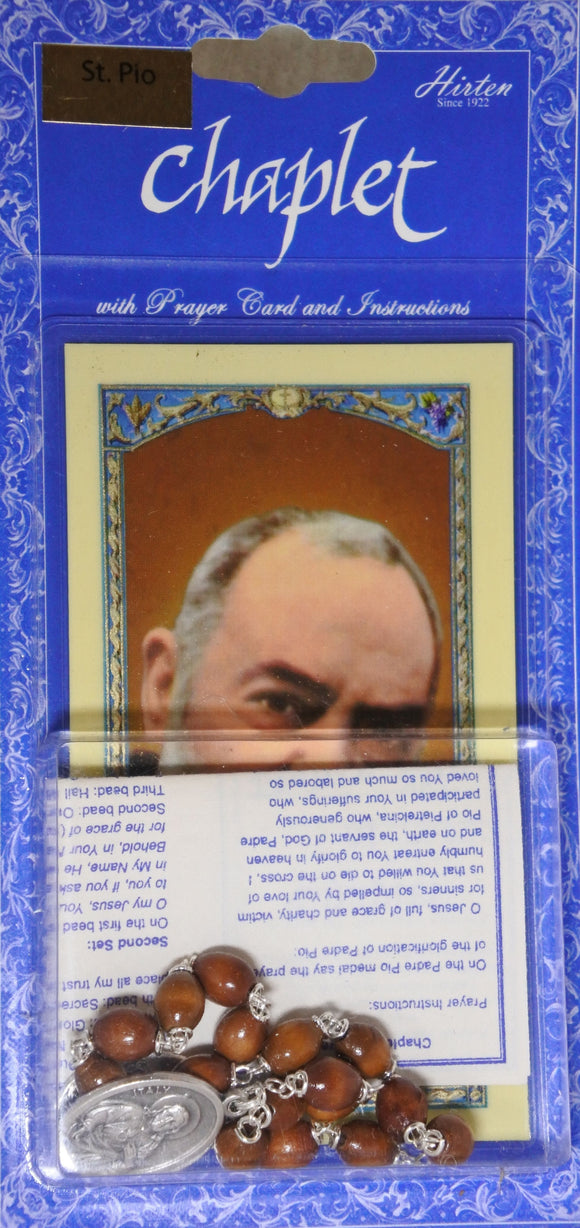 Chaplet - St Pio with Prayer Card and Instructions (includes beads)