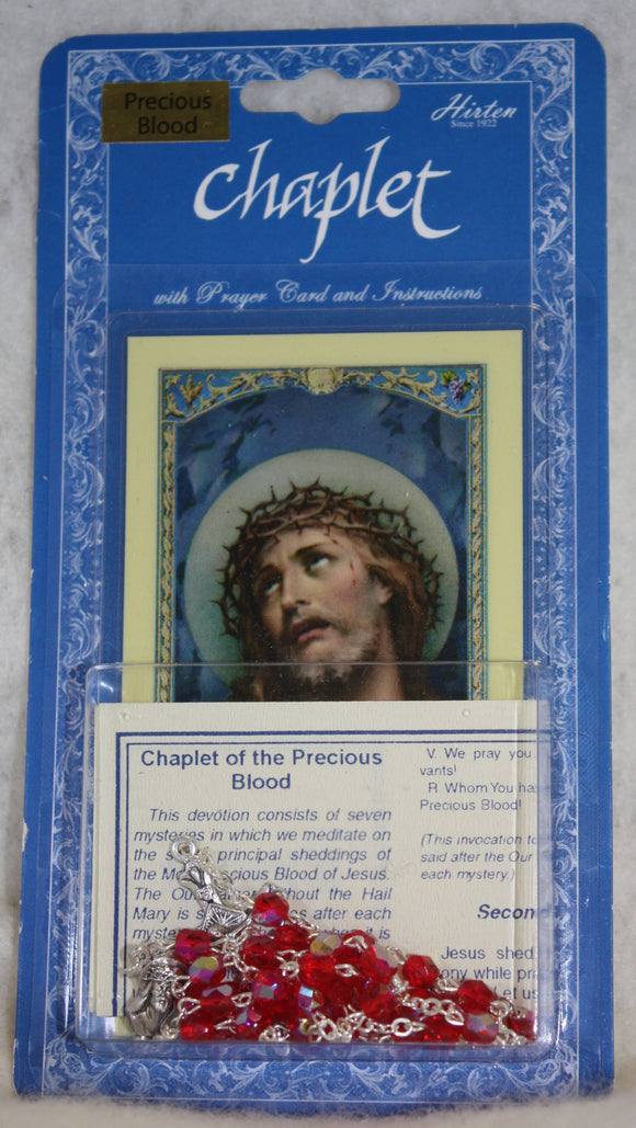 Chaplet - Precious Blood with Prayer Card and Instructions (includes beads)