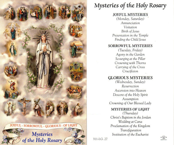 Holy Card - Mysteries of the Holy Rosary