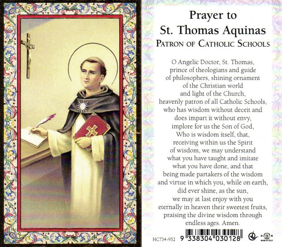 Holy Card - St Thomas Aquinas Patron of Catholic Schools