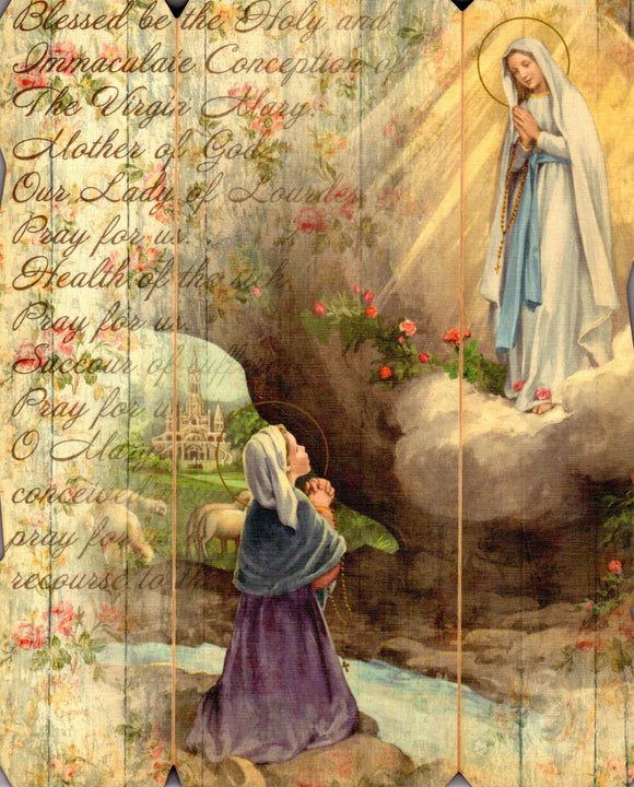 Plaque - Antique Our Lady of Lourdes 23x19cm