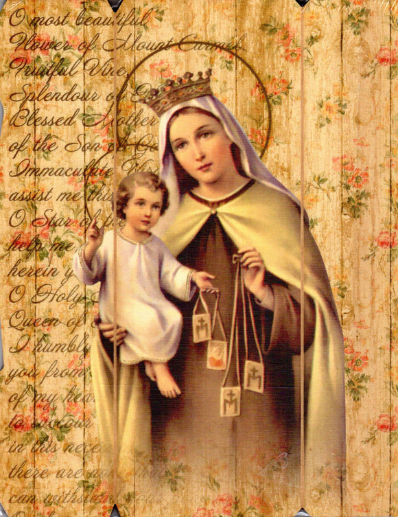 Plaque - Antique Our Lady of Mt Carmel 235 x190mm
