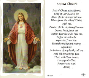 Holy Card - Anima Christi Sacred Heart Image