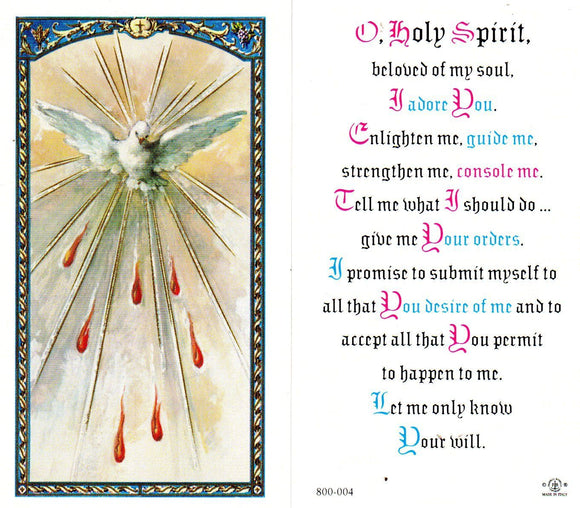 Holy Card - Dove Prayer to the Holy Spirit