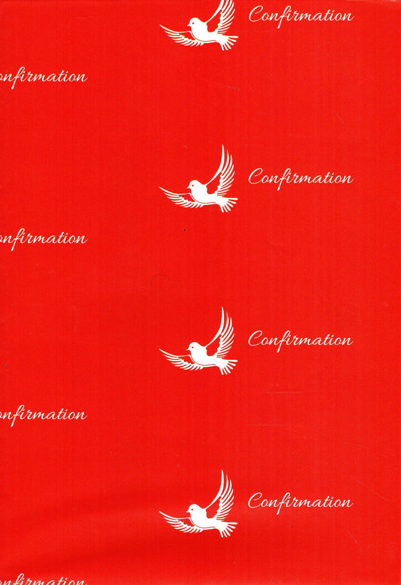 Gift Wrap - Confirmation Red with White Dove
