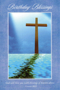 Greeting Card - Birthday Blessings Blue/Cross GC68034