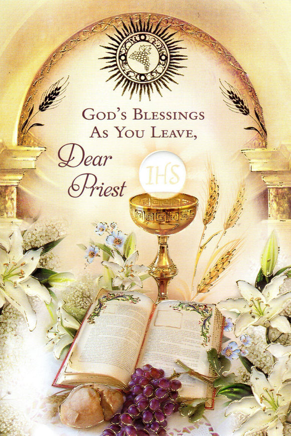 Greeting Card - God's Blessings as You Leave, Dear Priest