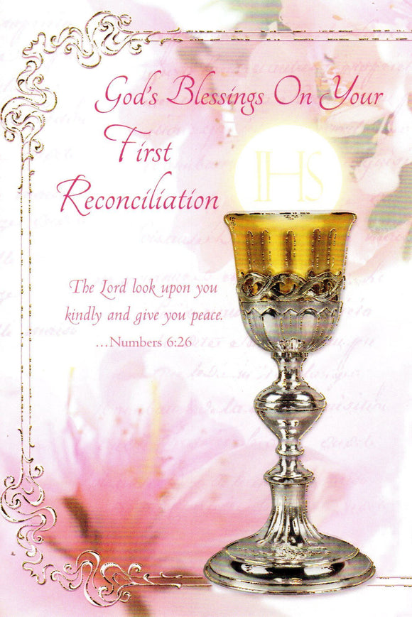 Greeting Card - God's Blessings on Your First Reconciliation Pink