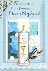 Greeting Card - On Your First Holy Communion, Dear Nephew