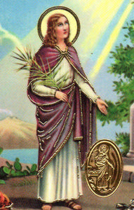 Holy Card - Laminated with Medal Saint Agatha