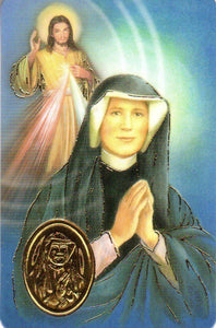 Holy Card - Laminated with Medal Saint Faustina