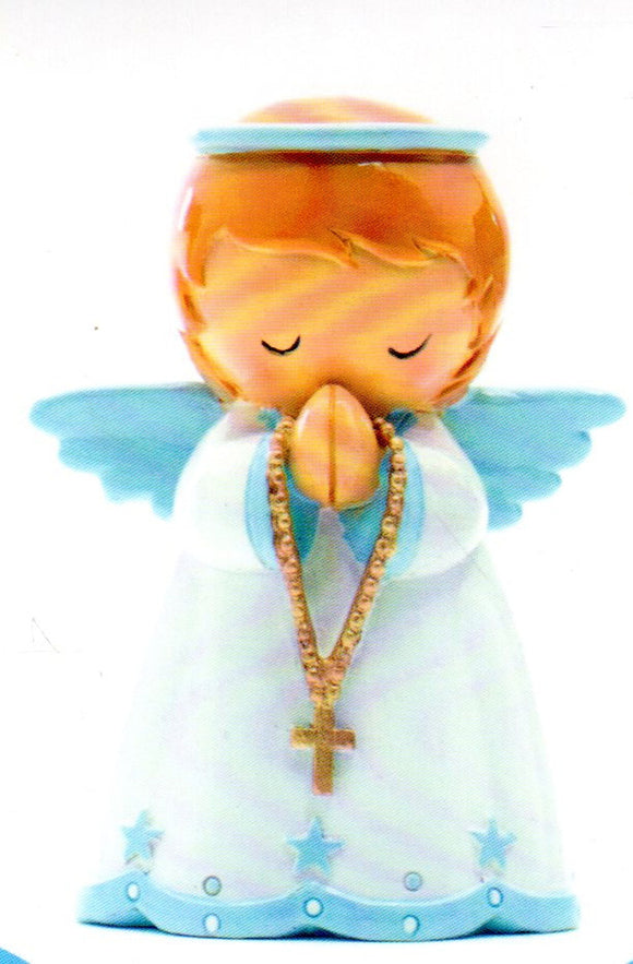 Statue - Guardian Angel with Rosary Blue (Little Drops of Water)