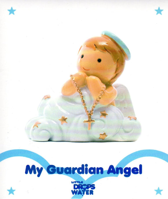 Statue - My Guardian Angel Blue with Roosary (Little Drops of Water) 100mm