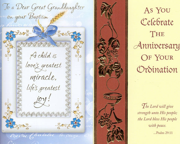 Card - Diamond Jubilee/Feast/Baptism/Reconciliation /Wedding/ Spiritual Bouquet/Birthday/Wedding Anniversary/Thinking of You/As You Leave Dear Priest