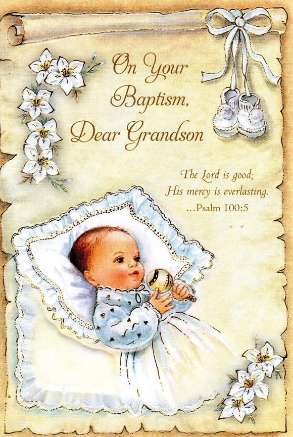 Greeting Card - On Your Baptism, Dear Grandson