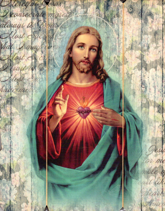 Plaque - Antique Sacred Heart of Jesus 23x19cm