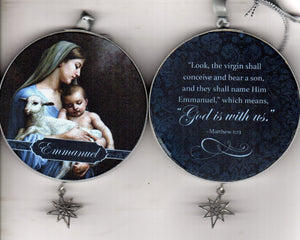 Tis the Season Round Hanging Ornament - Emmanuel